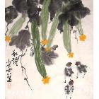 《师玉峰写意花鸟》写意丝瓜之二  私语 写意蔬果类国画作品 类别: 写意蔬果类国画